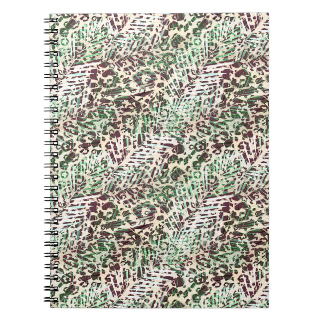 Spotted, leopard, tropical, palm, leaves, brown, notebook (Front)