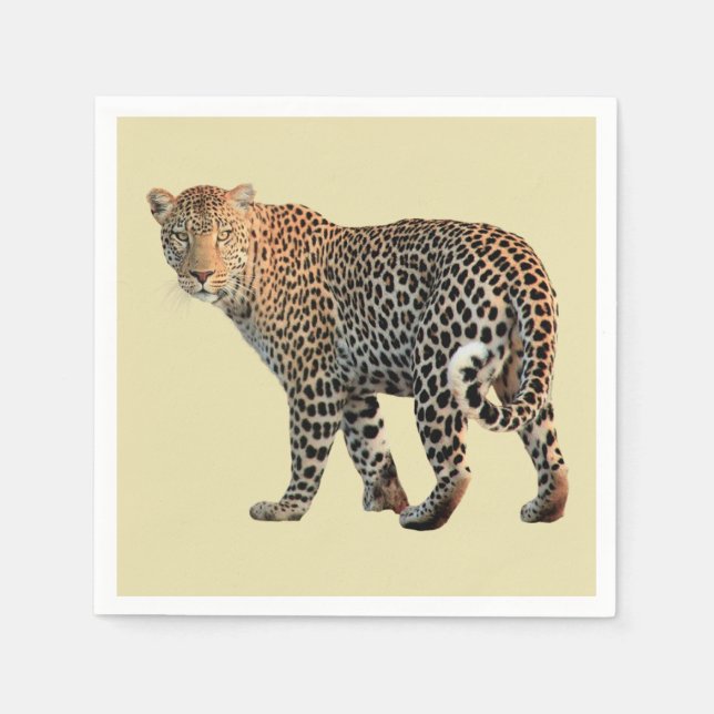 Spotted Leopard Wild Cat Photograph Napkin (Front)