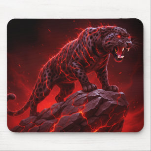 Spotted Leopard With Red Electrical Charges Mouse Mat