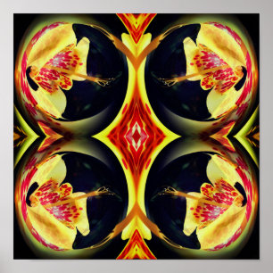 Spotted Lily Floral Mirror Abstract Art Poster