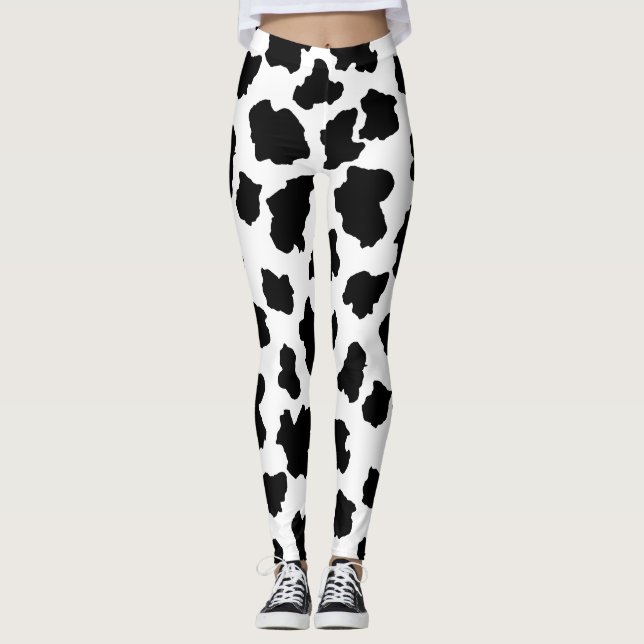 Spotted Moo Cow Adorable Dutch Milk Maid Holstein Leggings (Front)