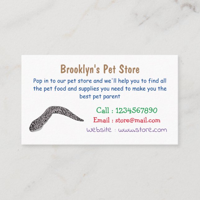 Spotted moray eel cartoon illustration business card (Front)