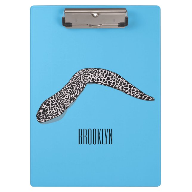 Spotted moray eel cartoon illustration clipboard (Front)