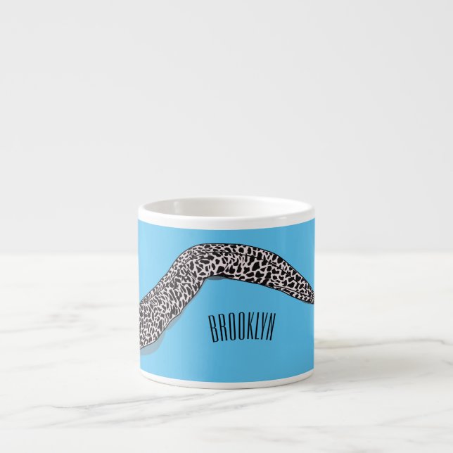 Spotted moray eel cartoon illustration espresso cup (Front)