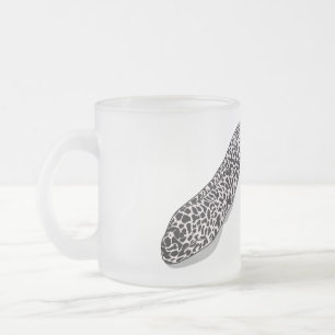 Spotted moray eel cartoon illustration frosted glass coffee mug