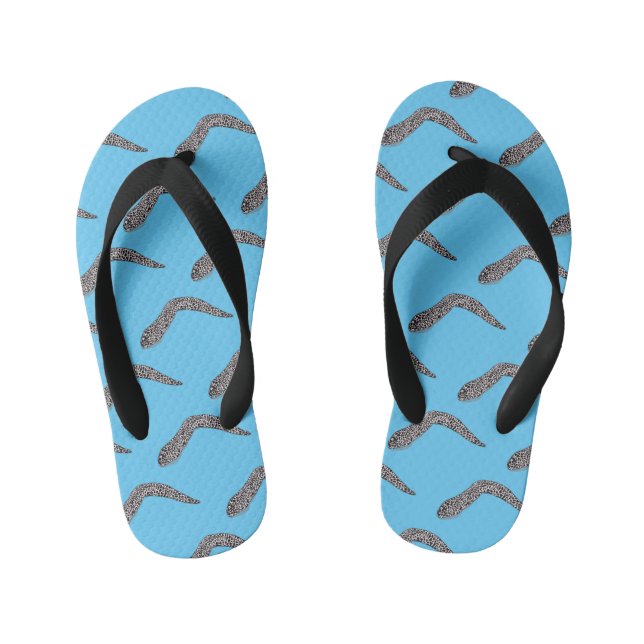 Spotted moray eel cartoon illustration kid's flip flops (Footbed)