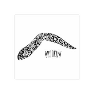 Spotted moray eel cartoon illustration rubber stamp