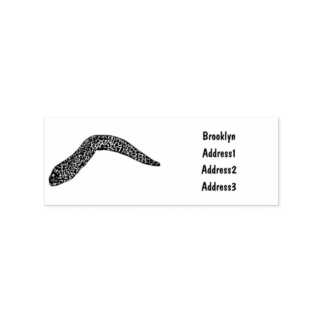 Spotted moray eel cartoon illustration rubber stamp (Imprint)