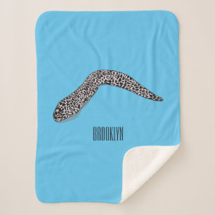 Spotted moray eel cartoon illustration sherpa blanket