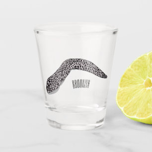 Spotted moray eel cartoon illustration shot glass