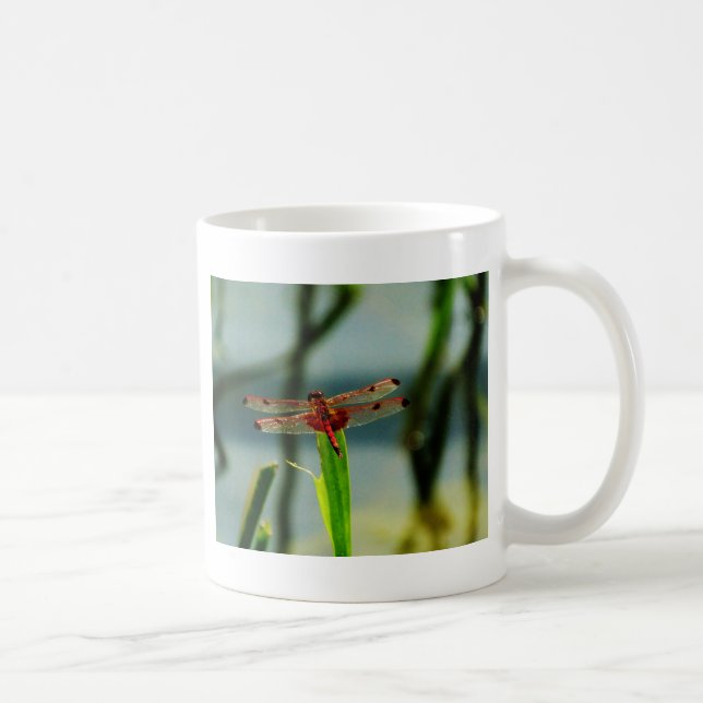 Spotted  Red and Black Dragonfly Coffee Mug (Right)