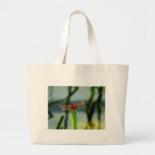 Spotted Red and Black Dragonfly Large Tote Bag