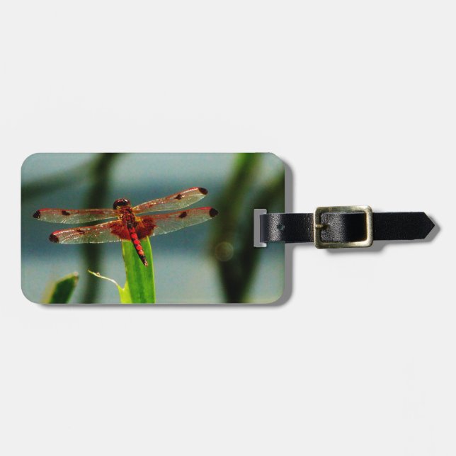 Spotted  Red and Black Dragonfly Luggage Tag (Front Horizontal)