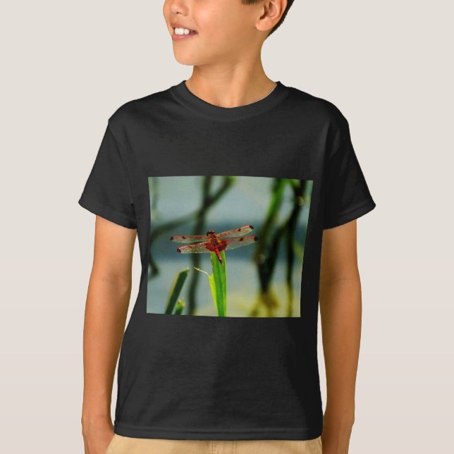 Spotted  Red and Black Dragonfly T-Shirt (Front)