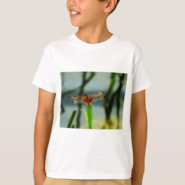 Spotted  Red and Black Dragonfly T-Shirt (Front)