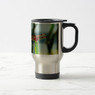Spotted  Red and Black Dragonfly Travel Mug