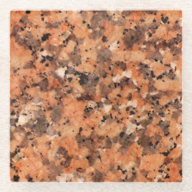 Spotted Rock Texture Lively Pattern Orange Black Glass Coaster (Front)