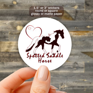 Spotted Saddle Horse Gaited Breed Heart Silhouette Classic Round Sticker