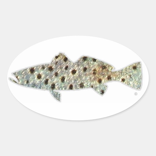 Spotted "Speckled" Seatrout by Patternwear© Oval Sticker (Front)