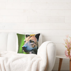 Spotted Stalking Hyena Watching His Prey, Cushion