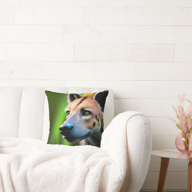 Spotted Stalking Hyena Watching His Prey, Cushion (Couch)
