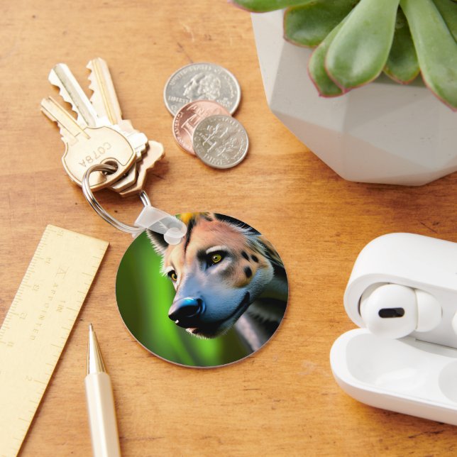 Spotted Stalking Hyena Watching His Prey, Key Ring (Desk)