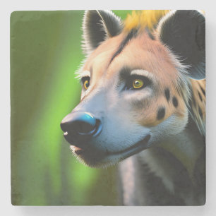 Spotted Stalking Hyena Watching His Prey, Stone Coaster