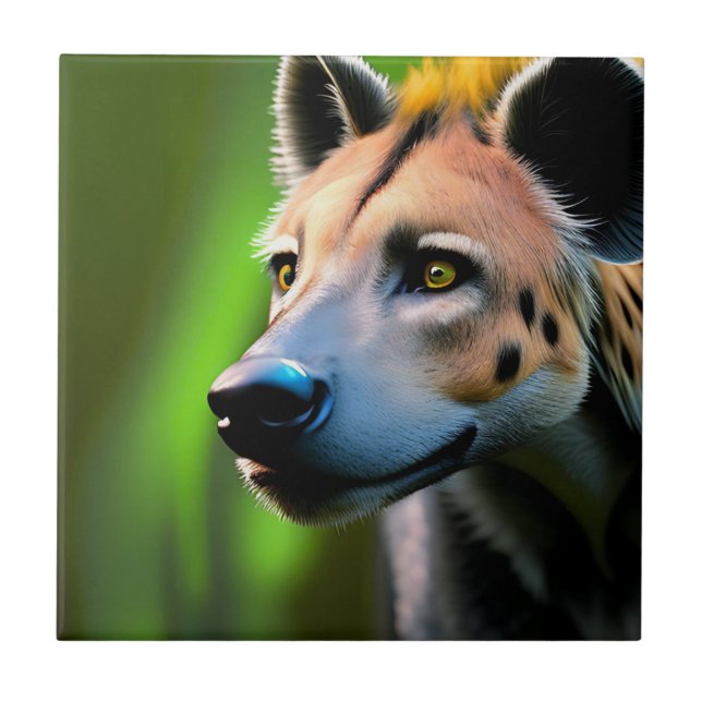 Spotted Stalking Hyena Watching His Prey, Tile (Front)