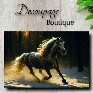 Spotted Stallion in Golden Forest Decoupage Tissue Paper