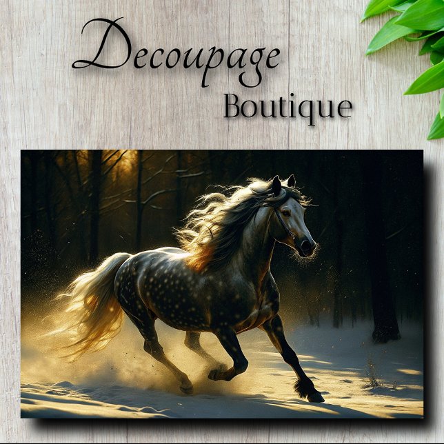 Spotted Stallion in Golden Forest Decoupage Tissue Paper (Spotted Stallion in Golden Forest Decoupage Tissue Paper)