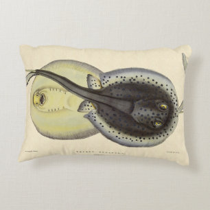 Spotted Stingrays, Vintage Marine Ocean Animals Decorative Cushion