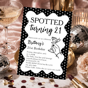 Spotted Turning 21 Polka Dot 21st Birthday Party Invitation
