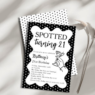 Spotted Turning 21 Polka Dot 21st Birthday Party Invitation