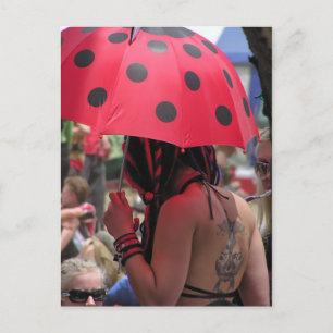 Spotted Umbrella Tattoo Girl Postcard