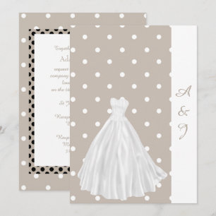 SPOTTED WHITE GOWN WEDDING INVITATION SEPIA
