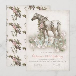 Spotted White Horse Birthday Party Invitation