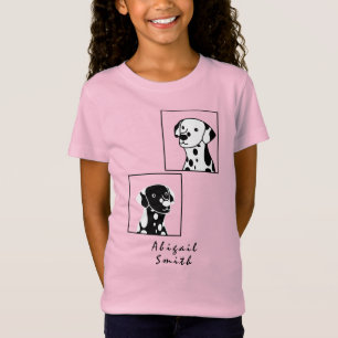 SPOTTY BLACK AND WHITE PUPPY DOGS FRAMED WITH TEXT T-Shirt