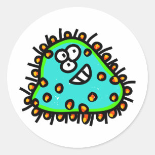 Spotty Cartoon Germ Classic Round Sticker