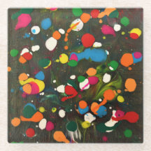 Spotty colourful abstract art coaster