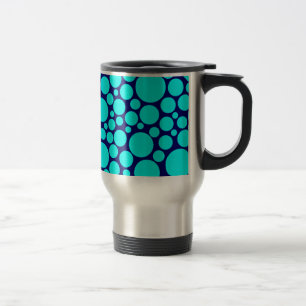 Spotty Cyan on Dark Blue Travel Mug