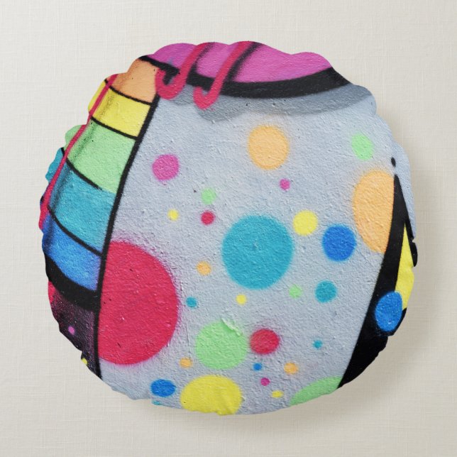 spotty graffiti round cushion (Front)