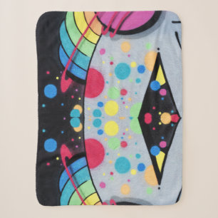 spotty graffiti sherpa blanket