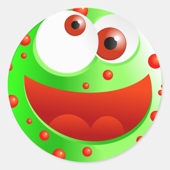 Spotty Green Smilie Classic Round Sticker (Front)