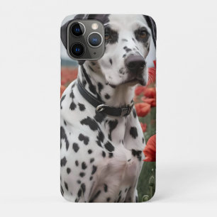 Spotty Handsome Dalmation Dog In The Poppy Field, iPhone 11 Pro Case