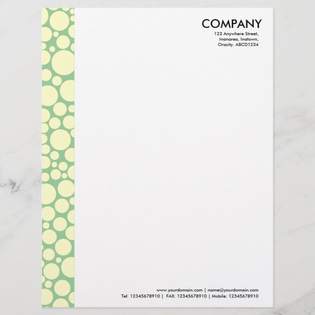 Spotty Margin - Cream on Light Green Personalized Letterhead (Front)
