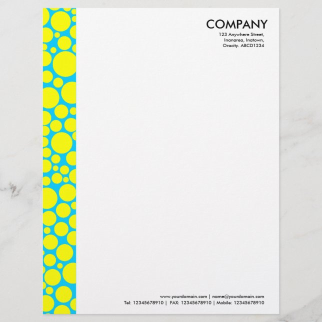 Spotty Margin - Yellow of Light Blue Personalised Letterhead (Front)