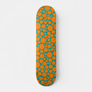 Spotty - Orange on Teal Skateboard