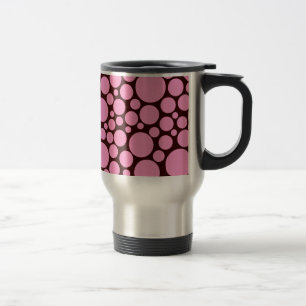 Spotty Pink on Dark Brown Travel Mug