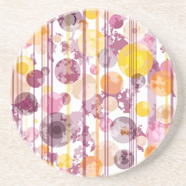 Spotty Striped White Pattern Coaster (Front)
