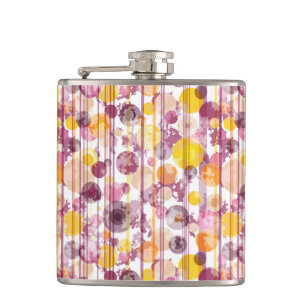 Spotty Striped White Pattern Hip Flask